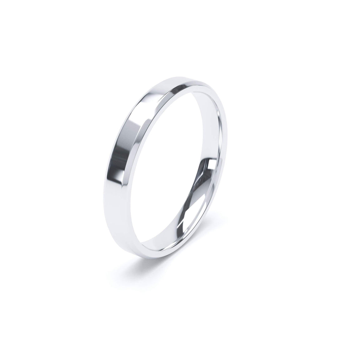 ORION — Bevelled Edge Wedding Band in 18k White Gold