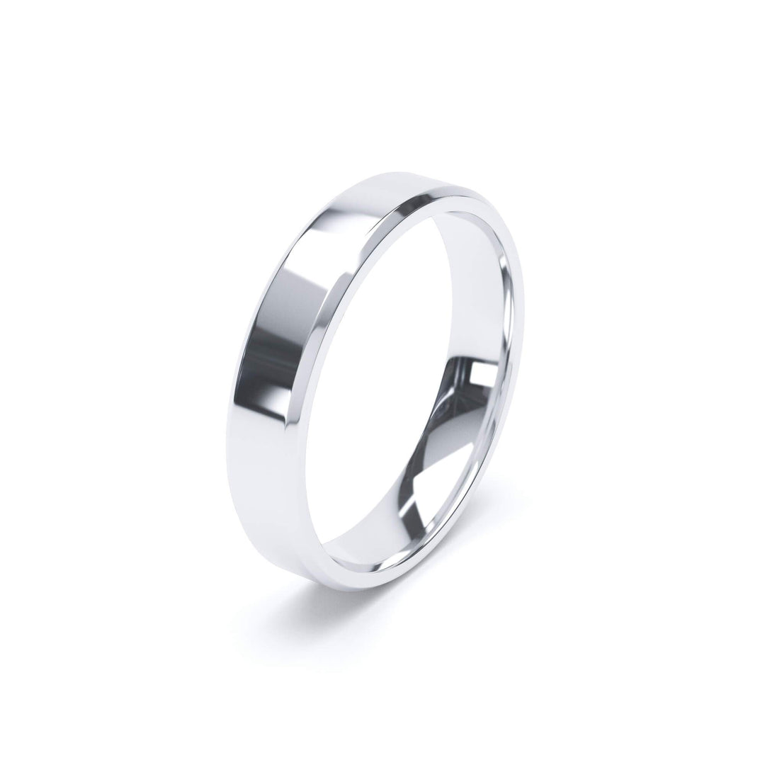 ORION — Bevelled Edge Wedding Band in 18k White Gold