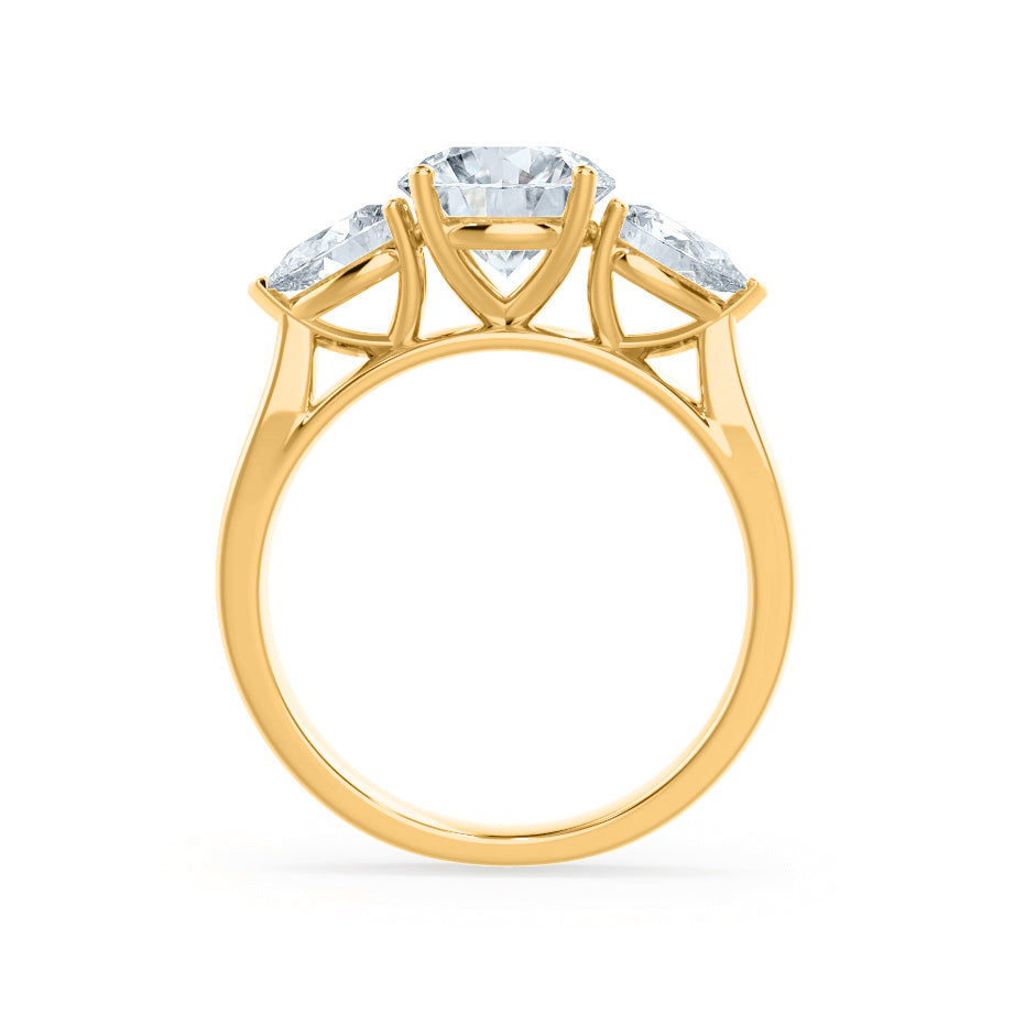 MARIGOLD - Oval Lab Diamond & Pear Lab Diamond 18k Yellow Gold Trilogy Ring