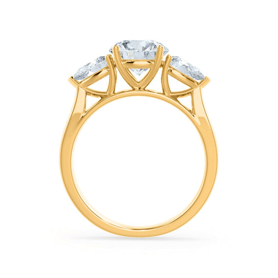 MARIGOLD - Oval Lab Diamond & Pear Lab Diamond 18k Yellow Gold Trilogy Ring