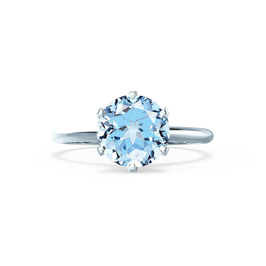 BLUEBELL – Aqua Spinel Knife-Edge 6-Prong Solitaire Ring in 950 Platinum
