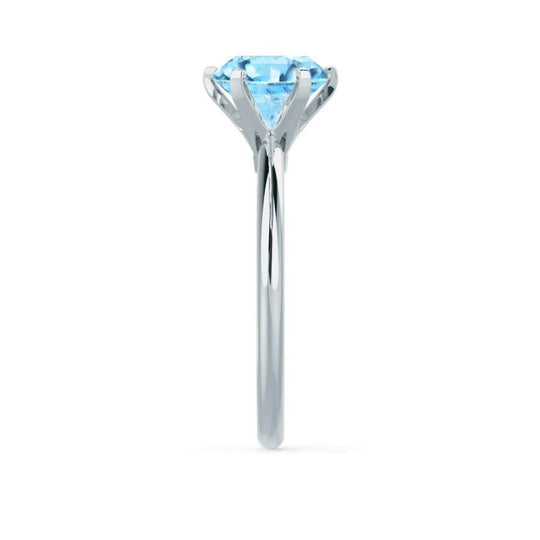 BLUEBELL – Aqua Spinel Knife-Edge 6-Prong Solitaire Ring in 950 Platinum