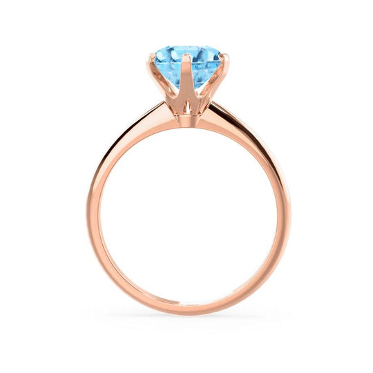 BLUEBELL – Aqua Spinel Knife-Edge 6-Prong Solitaire Ring in 18k Rose Gold