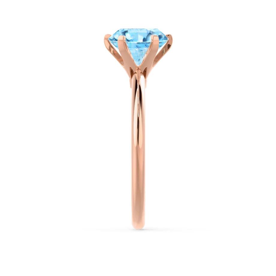 BLUEBELL – Aqua Spinel Knife-Edge 6-Prong Solitaire Ring in 18k Rose Gold