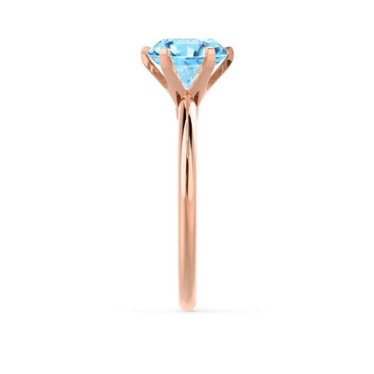 BLUEBELL – Aqua Spinel Knife-Edge 6-Prong Solitaire Ring in 18k Rose Gold