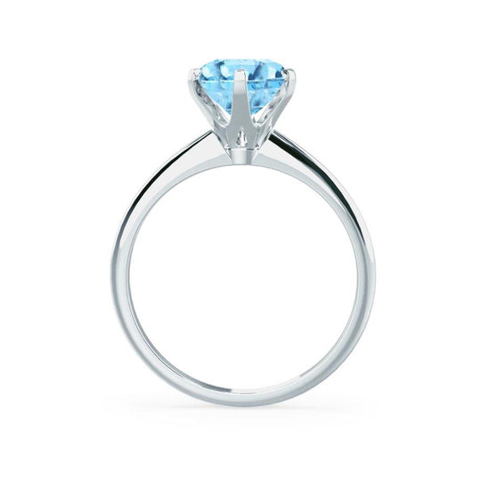 BLUEBELL – Aqua Spinel Knife-Edge 6-Prong Solitaire Ring in 18k White Gold