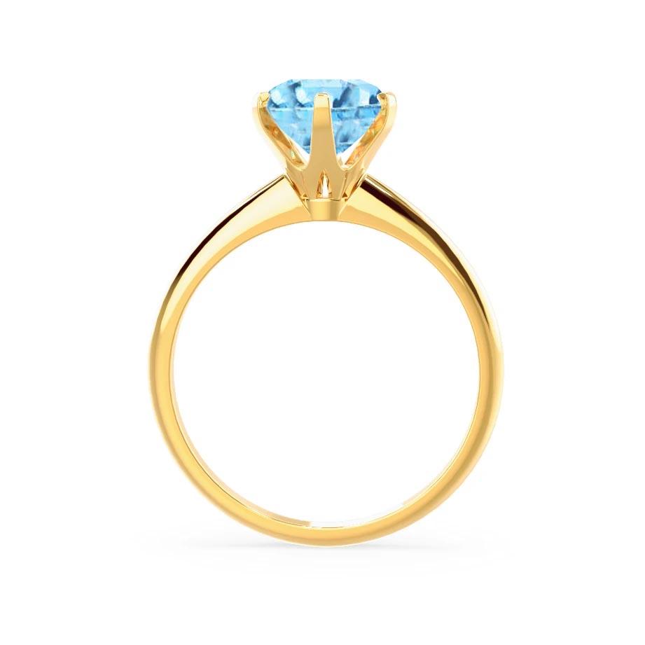 BLUEBELL – Aqua Spinel Knife-Edge 6-Prong Solitaire Ring in 18k Yellow Gold