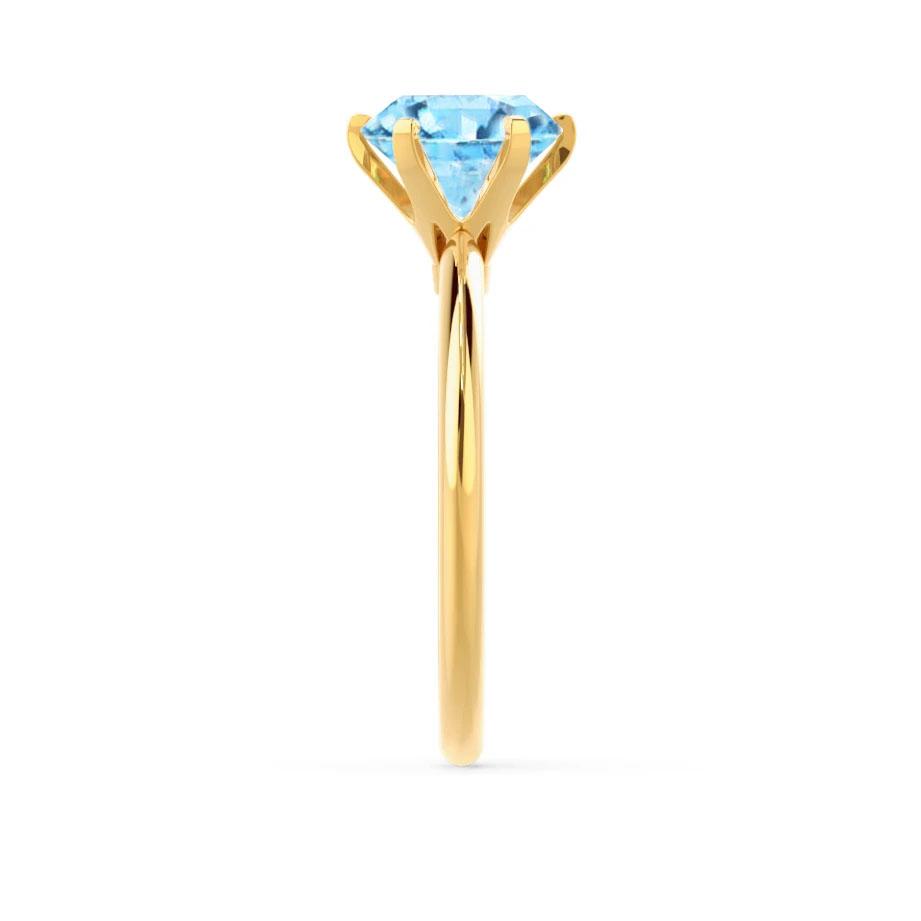 BLUEBELL – Aqua Spinel Knife-Edge 6-Prong Solitaire Ring in 18k Yellow Gold