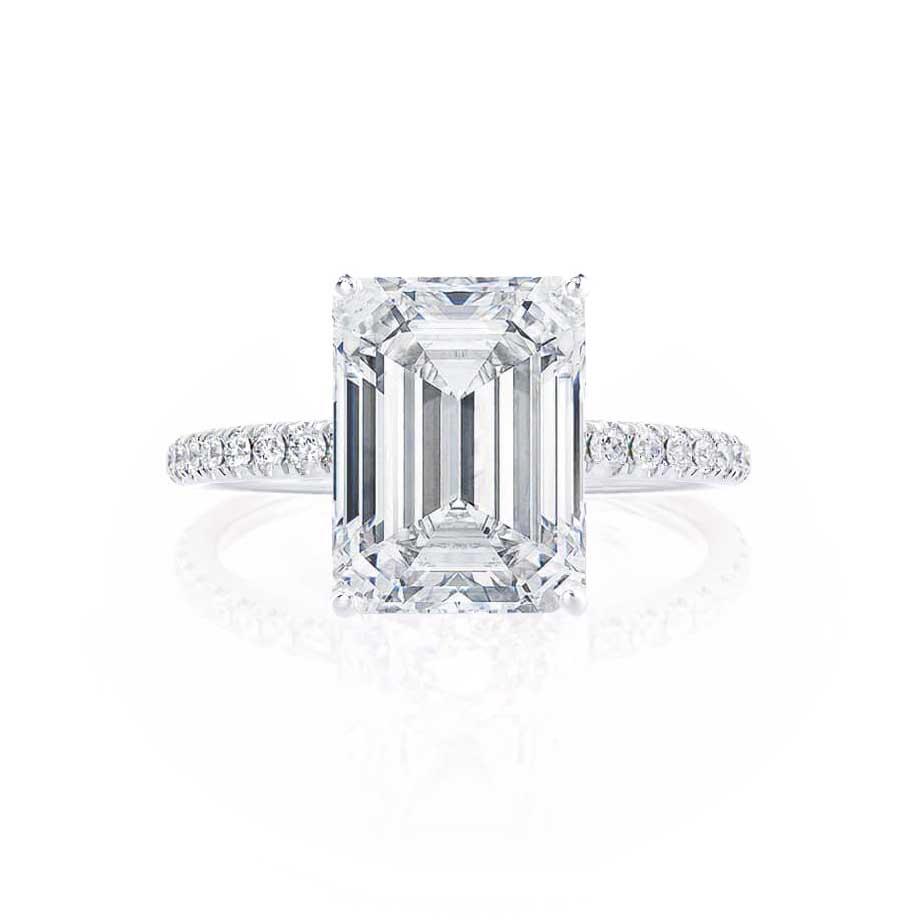 CALLA - Emerald Lab Diamond & Diamond Platinum Micro Pavé Ring