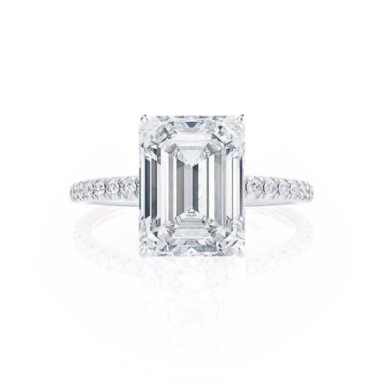 CALLA - Emerald Lab Diamond & Diamond Platinum Micro Pavé Ring