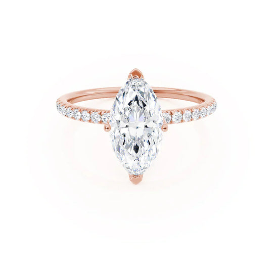 CALLA - Marquise Lab Diamond 18k Rose Gold Petite Solitaire