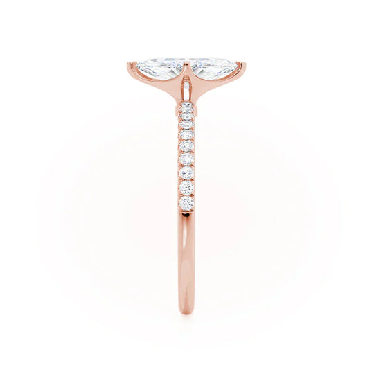 CALLA - Marquise Lab Diamond 18k Rose Gold Petite Solitaire