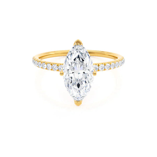 CALLA - Marquise Lab Diamond 18k Yellow Gold Petite Solitaire