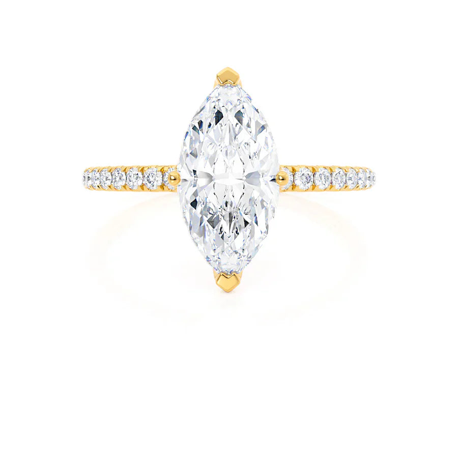 CALLA - Marquise Lab Diamond 18k Yellow Gold Petite Solitaire