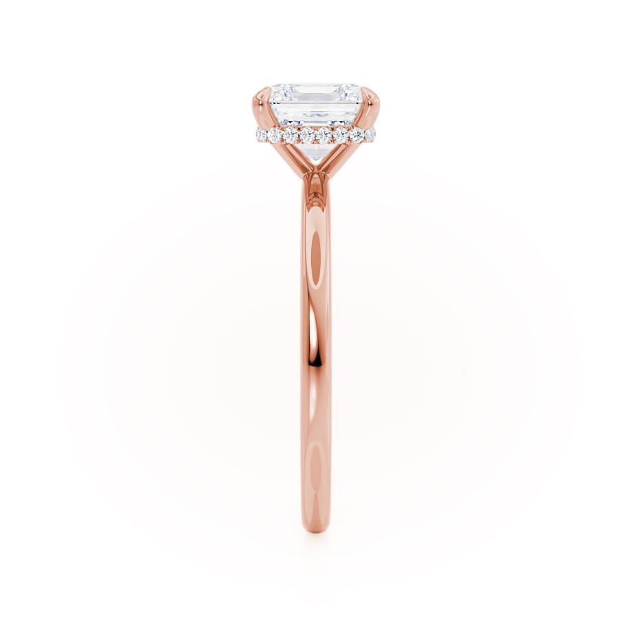 CAMELLIA - Asscher Lab Diamond 18k Rose Gold Petite Hidden Halo