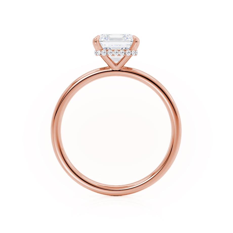 CAMELLIA - Asscher Lab Diamond 18k Rose Gold Petite Hidden Halo