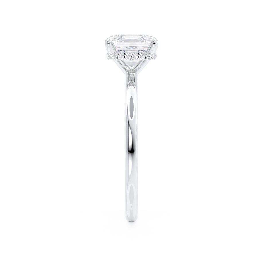 CAMELLIA - Asscher Lab Diamond 18k White Gold Petite Hidden Halo