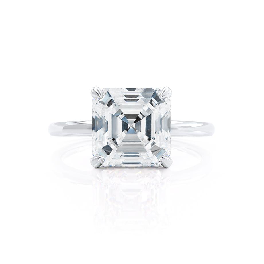 CAMELLIA - Asscher Lab Diamond 18k White Gold Petite Hidden Halo