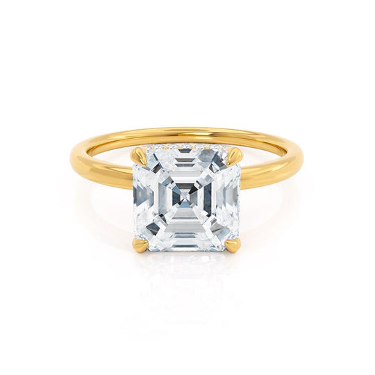 CAMELLIA - Asscher Lab Diamond 18k Yellow Gold Petite Hidden Halo
