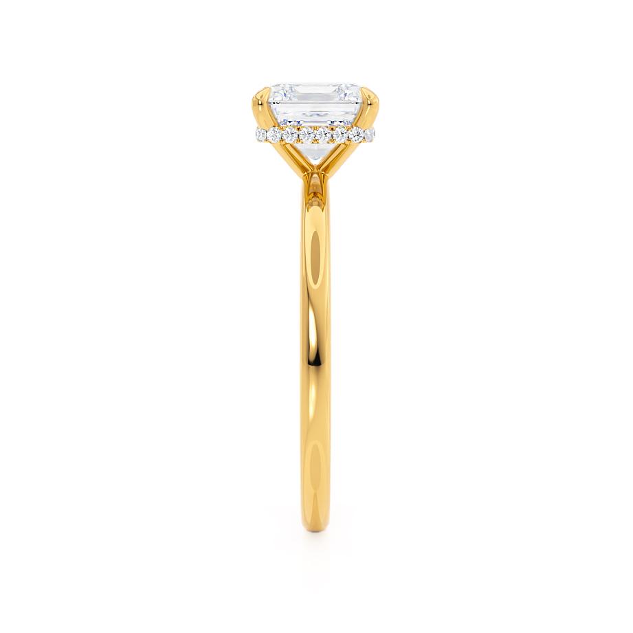 CAMELLIA - Asscher Lab Diamond 18k Yellow Gold Petite Hidden Halo
