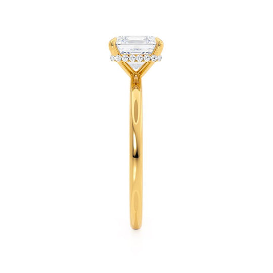 CAMELLIA - Asscher Lab Diamond 18k Yellow Gold Petite Hidden Halo