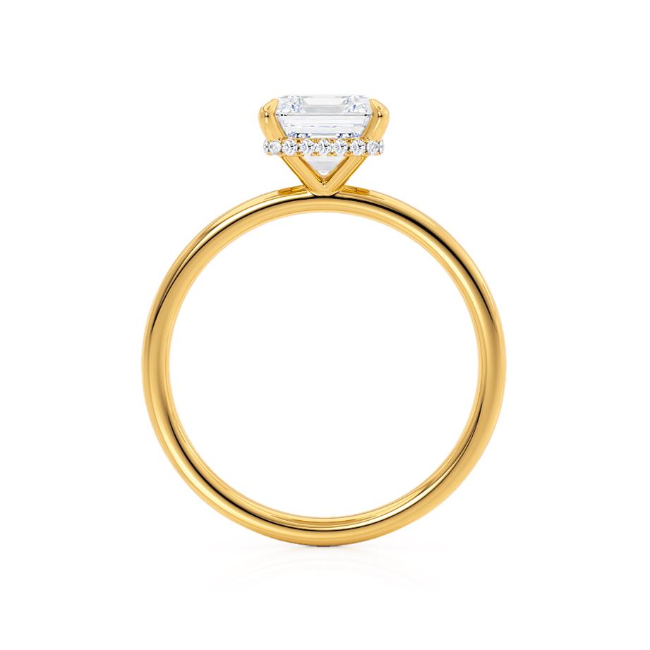 CAMELLIA - Asscher Lab Diamond 18k Yellow Gold Petite Hidden Halo