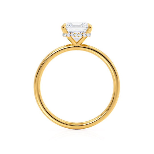 CAMELLIA - Asscher Lab Diamond 18k Yellow Gold Petite Hidden Halo