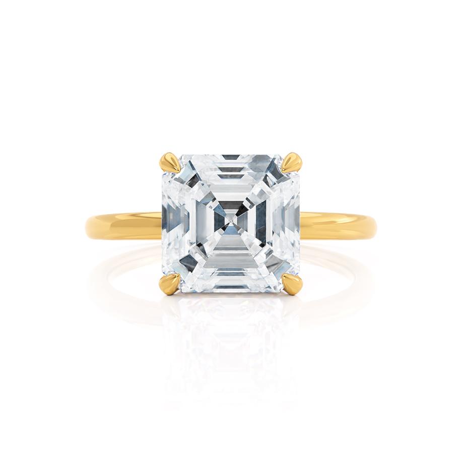 CAMELLIA - Asscher Lab Diamond 18k Yellow Gold Petite Hidden Halo