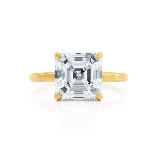 CAMELLIA - Asscher Lab Diamond 18k Yellow Gold Petite Hidden Halo