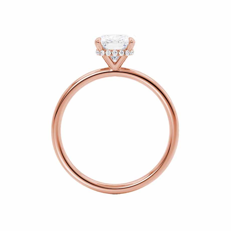 CAMELLIA - Elongated Cushion Natural Diamond 18k Rose Gold Hidden Halo