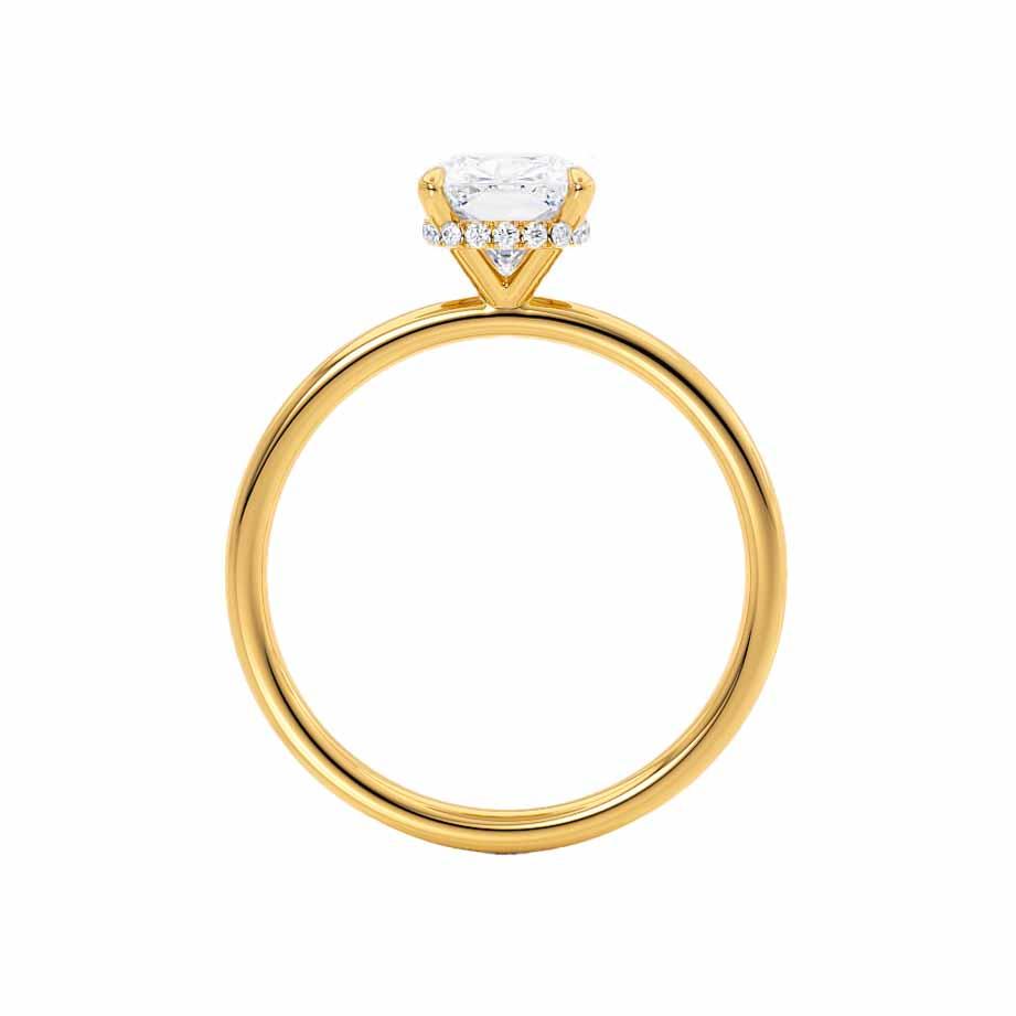 CAMELLIA - Elongated Cushion Natural Diamond 18k Yellow Gold Hidden Halo