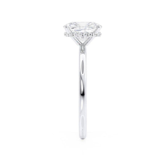 CAMELLIA - Elongated Cushion Natural Diamond Platinum Hidden Halo