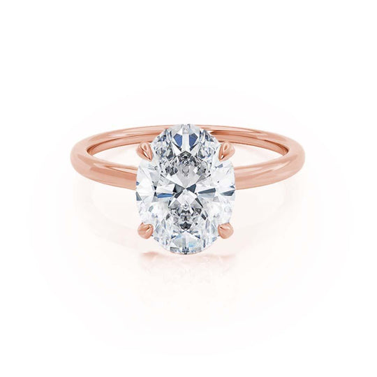 CAMELLIA - Oval natural Diamond 18k Rose Gold Hidden Halo