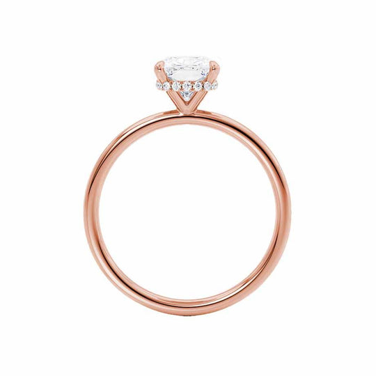 CAMELLIA - Oval natural Diamond 18k Rose Gold Hidden Halo