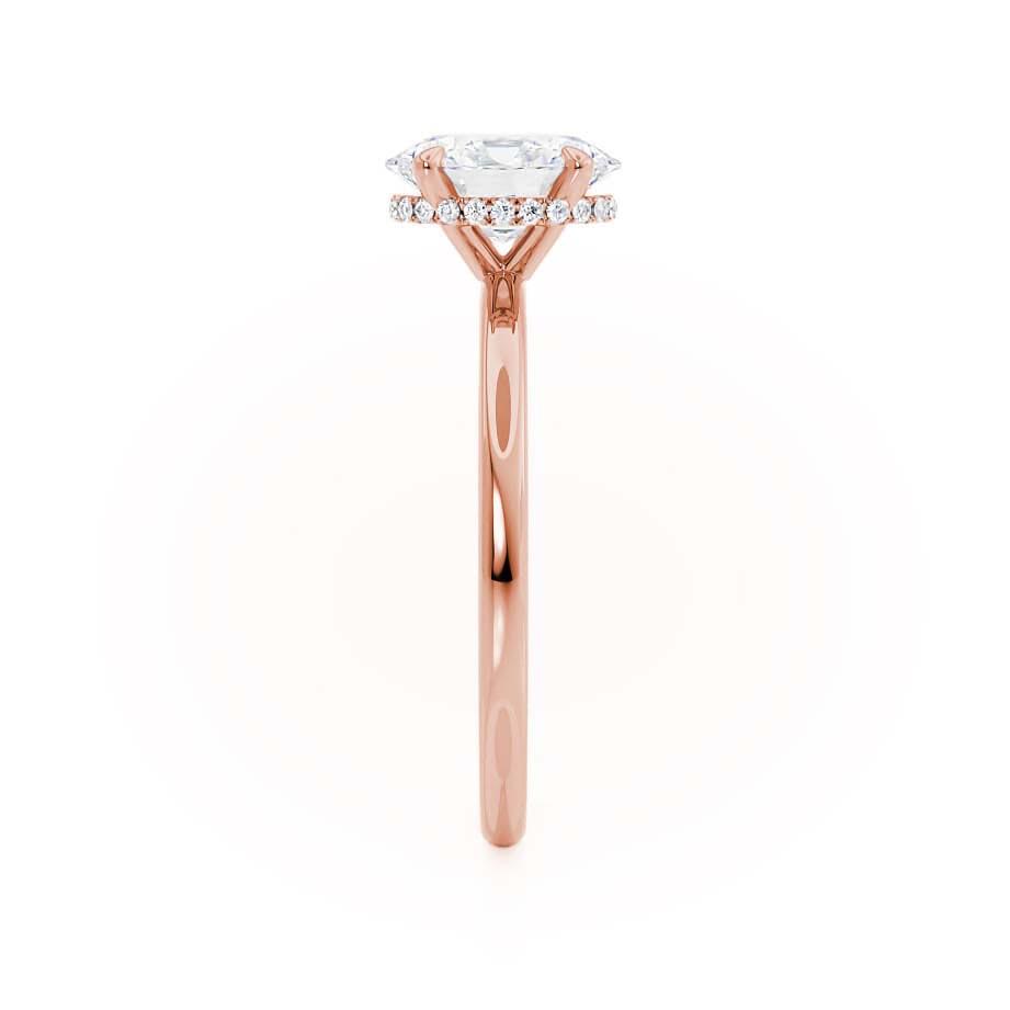 CAMELLIA - Oval natural Diamond 18k Rose Gold Hidden Halo