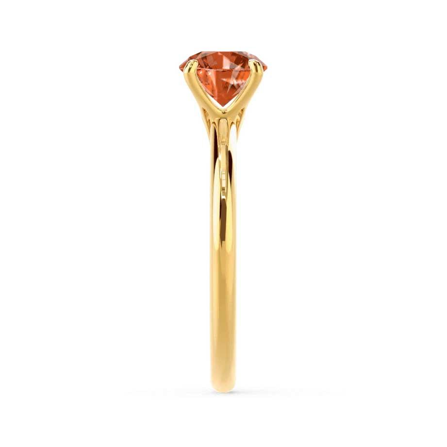 CAMOMILE -  Lab-Grown Padparadscha Sapphire Solitaire 18k Yellow Gold