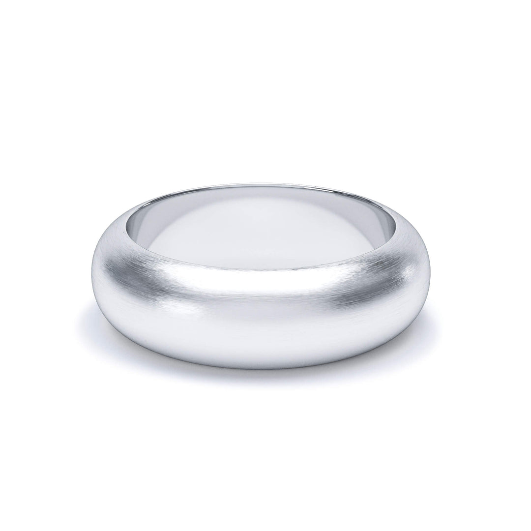 ARCTURUS — D Shape Satin Wedding Band in 18k White Gold