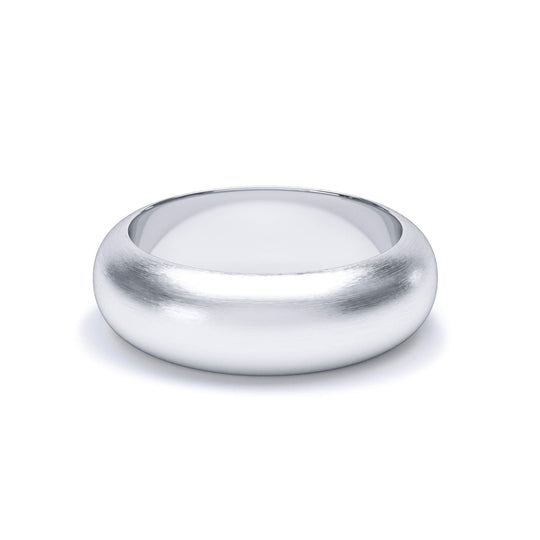 ARCTURUS — D Shape Satin Wedding Band in 18k White Gold