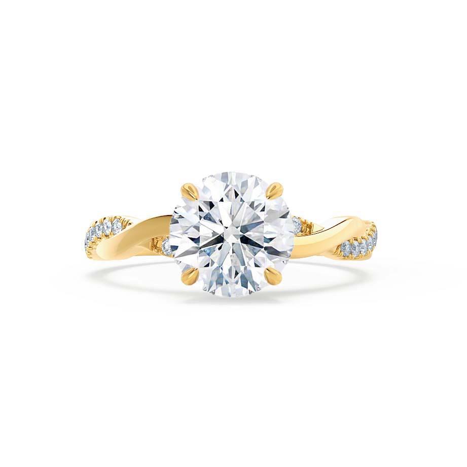 WISTERIA - Round Lab Diamond 18k Yellow Gold Vine Solitaire Ring