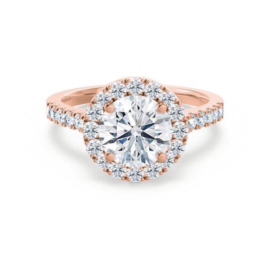 DAISY - Round Lab Diamond 18k Rose Gold Shoulder Set Ring