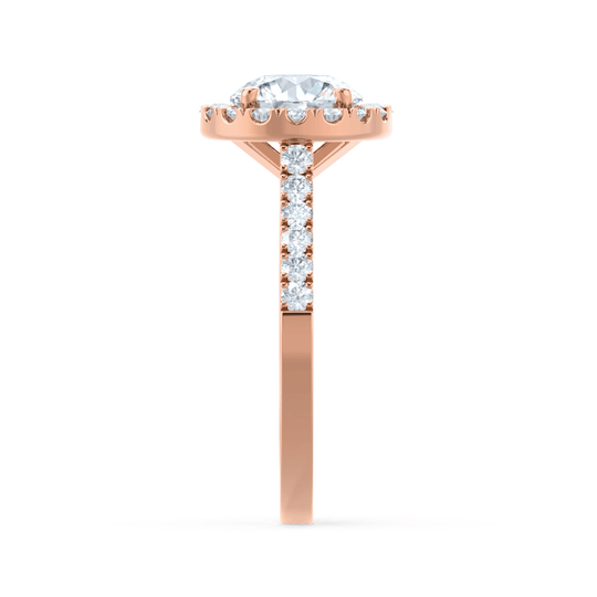 DAISY - Round Lab Diamond 18k Rose Gold Shoulder Set Ring