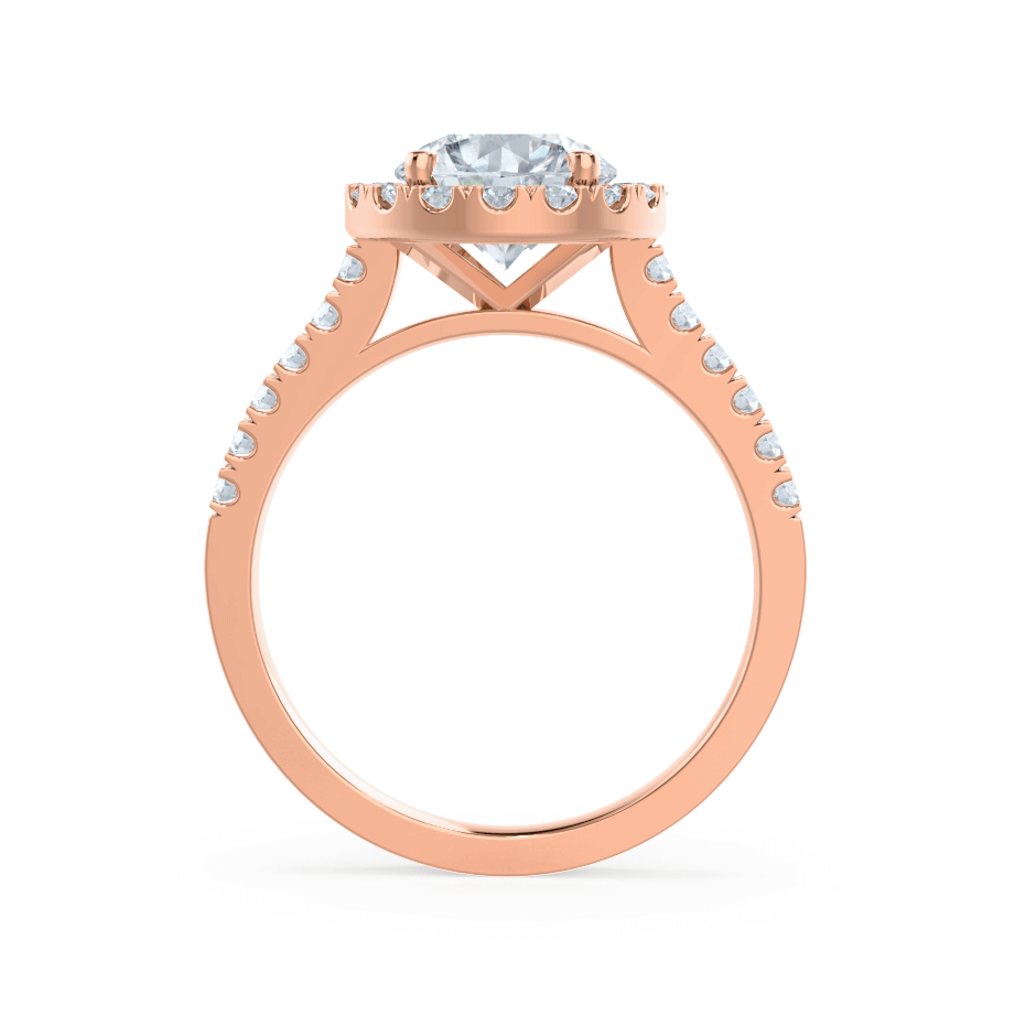 DAISY - Round Lab Diamond 18k Rose Gold Shoulder Set Ring
