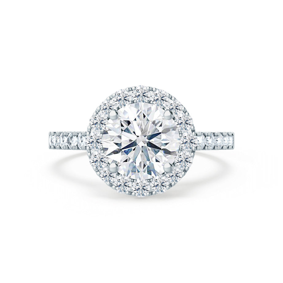 DAISY - Round Lab Diamond 18k White Gold Shoulder Set Ring