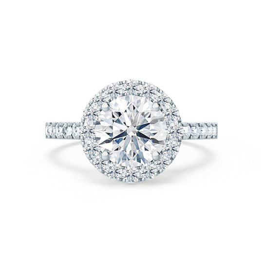 DAISY - Round Lab Diamond 18k White Gold Shoulder Set Ring