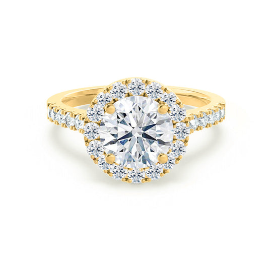 DAISY - Round Lab Diamond 18k Yellow Gold Shoulder Set Ring