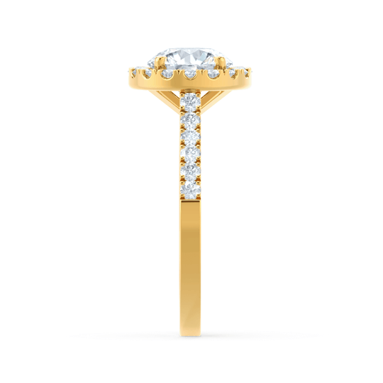 DAISY - Round Lab Diamond 18k Yellow Gold Shoulder Set Ring