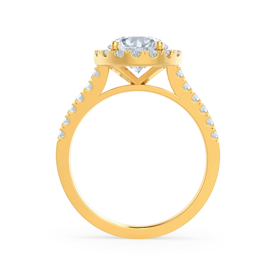 DAISY - Round Lab Diamond 18k Yellow Gold Shoulder Set Ring