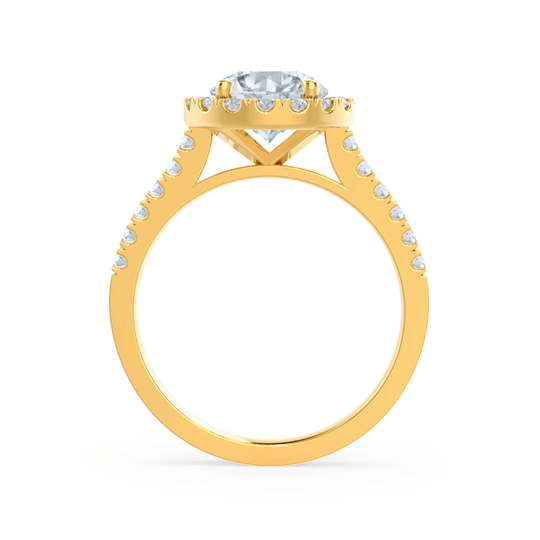 DAISY - Round Lab Diamond 18k Yellow Gold Shoulder Set Ring
