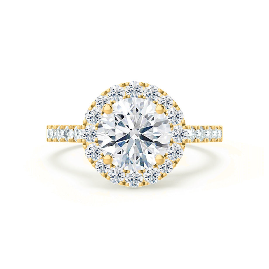 DAISY - Round Lab Diamond 18k Yellow Gold Shoulder Set Ring