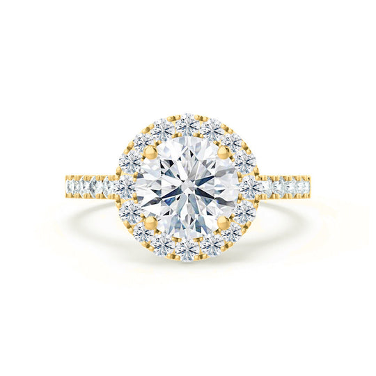 DAISY - Round Lab Diamond 18k Yellow Gold Shoulder Set Ring